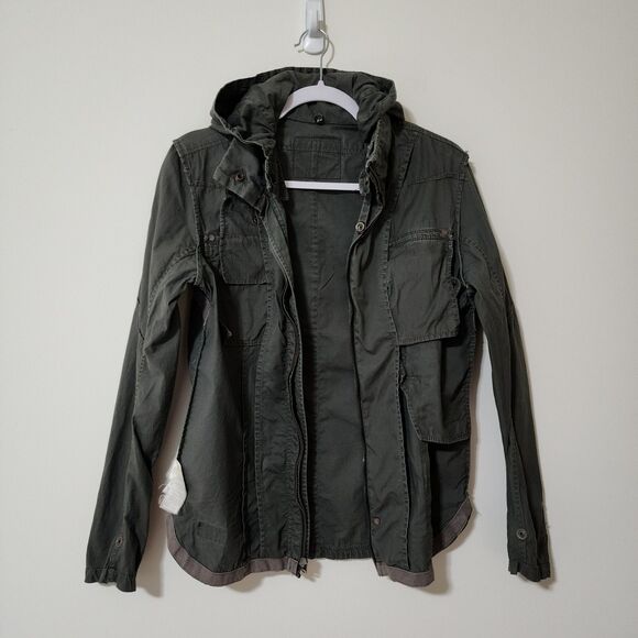 G-Star Raw Mens Cotton Full-Zip Hooded Jacket Military Green Unlined Size M - Picture 7 of 16